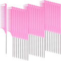Patelai 30 Pcs Rat Tail Steel Combs Fine Tooth Bulk,Pink by Patelai