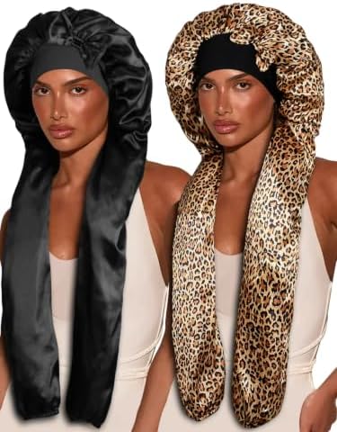 2pcs Satin Pantyhose Bonnet for Braids, Long Hair Bonnet for Women Sleeping by Heniho