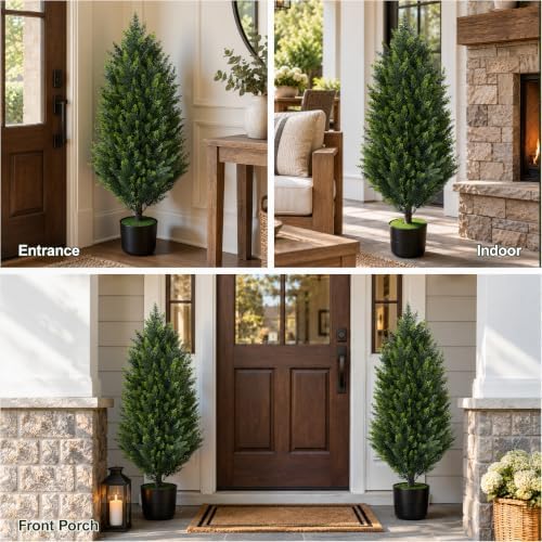 HyeFlora Artificial Cedar Tree 3 ft, Faux Topiary Shrubs Plant for Outdoor - Image 4