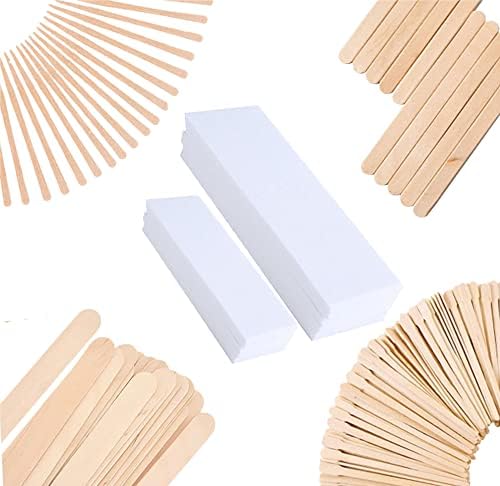 Mibly 4 Style 400 Pcs Assorted Wooden Wax Sticks for Body Legs Face and Small Medium Large Sizes Eyebrow Waxing Applicator Spatulas for (400 Piece Set) by MIBLY