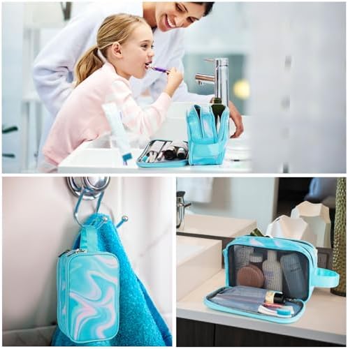 Teal Toiletry Bag for Girls, Travel Toiletry Bag for Teen Girls Cosmetic Bag Makeup Bag Waterproof Hanging Wash Bag Kids Toiletries, Green - Image 6