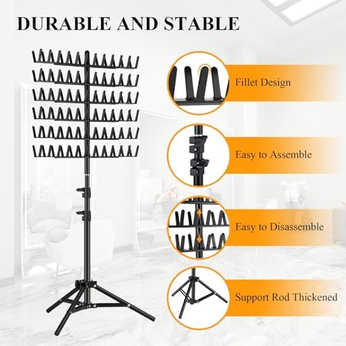 JANMPASK Braiding Hair Rack Height Adjustable 144 Pegs Braiding Rack Hair Extension Holder with Hair Braiding Tools Hair Divider Rack for Braiding Hair Separator Stand (black) - Image 4