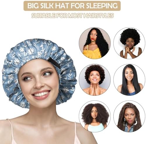 Satin Hair Bonnet Silk Bonnet for Sleeping Double Layer Elastic Adjustable Reusable Cute Aesthetic for Women Girls - Image 5
