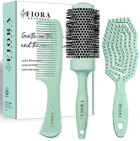 Fiora Naturals Hair Brush Set for Women, Detangler, Round Brush and Comb by FioraNaturals