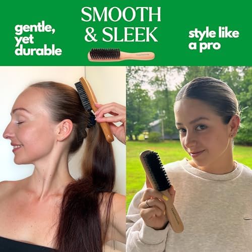 GranNaturals Boar Bristle Slick Back Hair Brush - Large Soft/Medium Smoothing Hairbrush to Style, Polish, & Lay Hair Down Flat to Create a Sleek Frizz Free Hairstyle for Women and Men - Image 5