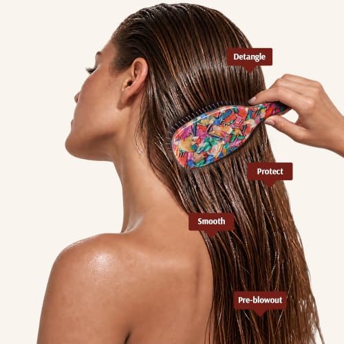 VOCOSTE Boar Bristle Hair Brush, Detangling & Shine Paddle Brush Gift Set - Image 6