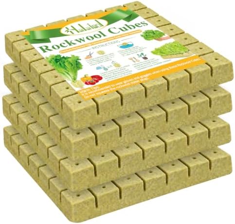 Halatool 1.5 Inch Rockwool Cubes for Hydroponic, 196 Pcs Seed Starter Plugs by HALATOOL