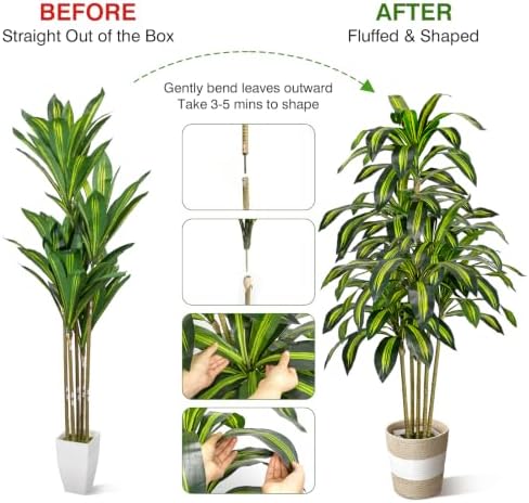 Artificial Dracaena Tree 5FT Tall Fake Plant with Planter&Basket - Image 4