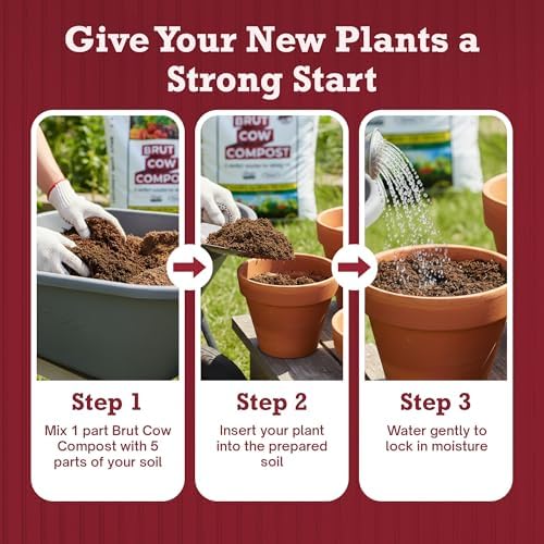 Brut Cow Compost – Nutrient-Rich Composted Cow Manure Organic Soil Amendment – 100% Pure Compost, Additive-Free Fertilizer for Vegetable Gardens, Flowers, Lawns & Indoor Plants – 10 Quart - Image 4