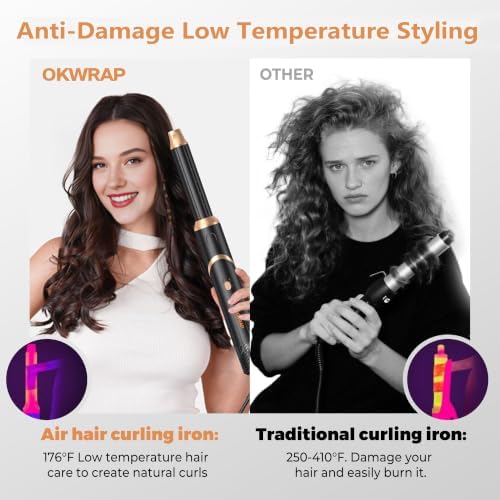 6 in 1 Hair Dryer Brush, Foldable Blow Dryer Brush with Air Styler Curler Wrap, Detachable Hot Air Brush Dry,Volumize, Straight,Curl, Negative Ion Brush Blow Dryer with Diffuser, Hair Styler Tools - Image 5