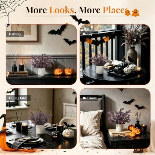 Der Rose 3 Pack Plum Eucalyptus Fake Plants for Halloween Bathroom Decor - Image 6