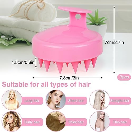 Oligei Scalp Massager 3 Pack, Shampoo Brush, Hair Scrubber for Exfoliation, Soft Silicone Brush for Hair Growth and Dandruff Removal - Image 2