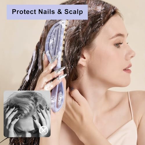 RHOS Scalp Massager Shampoo Brush, Scalp Brush with Handle (Puple) - Image 3