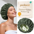 Yanibest Frizz Free Satin Lined Shower Cap with Soft Elastic Band by yanibest