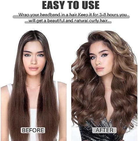 Heatless Velvet Hair Curlers to Sleep in Heatless Curling Rod Headband For Long Hair Overnight No Heat Curls for Women Long Hair Waves - 6 Pieces Set (Black) - Image 2