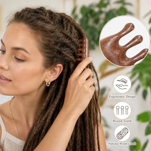 2 Pack Loc Brush for Locs, Wooden Loc Brush Scalp Massage Tool - Image 4