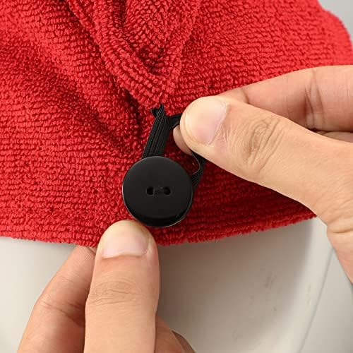 Microfiber Hair Drying Turban for Wet and Curly Hair, Wrap Towel With Button (Red, 10x28) - Image 5
