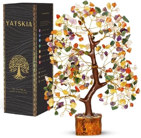 YATSKIA Mix Chakra Tree, Birthday Gifts for Women, Mom & Friends, Handmade Crystal Tree of Life, Boho Room, Shelf & Office Desk Decor, House Warming Gifts by YATSKIA
