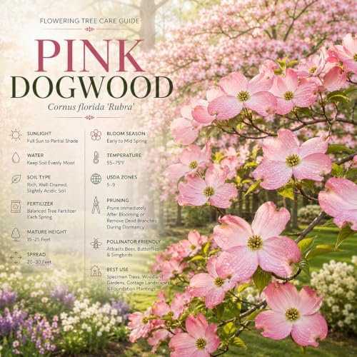 Pink Dogwood Tree Live Plant, 10-16 Inch Tall in Quart Pot, Pink Flowering Ornamental Tree, Cold-Hardy Flowering Shrub for Home Garden - Image 6