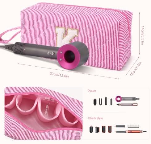 Personalized Hair Tool Travel Bag for Dyson,Pink Initial K - Image 5