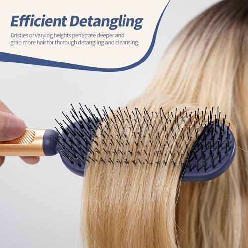 SHINLEA Slim Hair Brush for Fine Thin Thick Hair, Soft Double Nylon Bristles for Deep Detangling & Massage, Metal-Infused Luxury Gold Handle, Gift for Women Men Kids - Image 6
