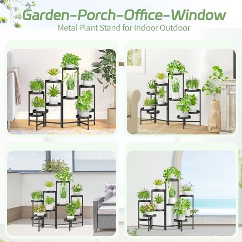 iDavosic.ly Plant Stand Indoor Outdoor, 10 Tier Metal Corner Shelf, Black - Image 3