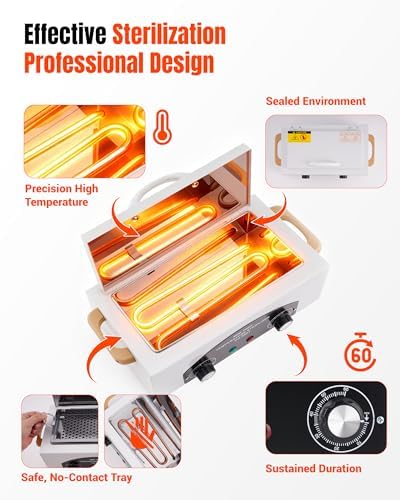 High-Temperature Cleaning Box for Metal Tools, 1.5L Capacity Dry Heat Nail Tool with Adjustable Timer 110V 300W, 122℉-428℉ Cleaning Cabinet for Nail Salons, Dentals, Barbers & Home Use - Image 3