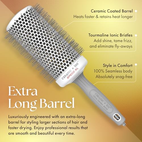 Olivia Garden Ceramic + Ion Speed XL - Extra-Long Round Thermal Hair Brush - Not Electrical - Professional Blowout Brush for Normal to Thick Hair - Image 4