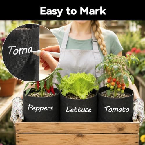 Fabric Grow Bags - 12.6x11.8 inches Black Plant Grow Bags, 40pcs - Image 6