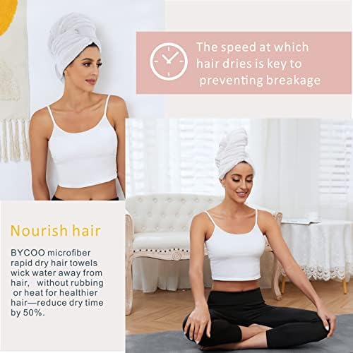 Large Microfiber Hair Towel Wrap for Women, Anti Frizz Drying Towel, Fast Dry Turban Wet Hair, Long, Thick, Curly Super Absorbent Soft Towels - White - Image 4