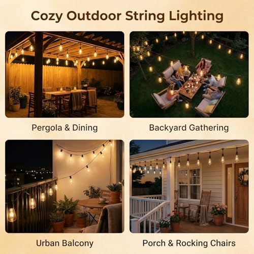 10 Pack ST40 Replacement Bulbs for Outdoor String Lights, 7W E17 Intermediate Base Clear Incandescent Edison Bulbs for Indoor Outdoor Patio Backyard Decor, Warm White - Image 6