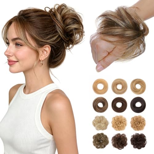 Messy Bun Hair Pieces Human Hair, Straight #4P27 by SLEEKALON