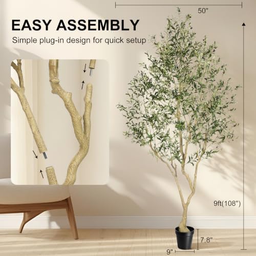 LYERSE Faux Olive Tree 9ft - Artificial Olive Tree Indoor for Home Decor - Image 4