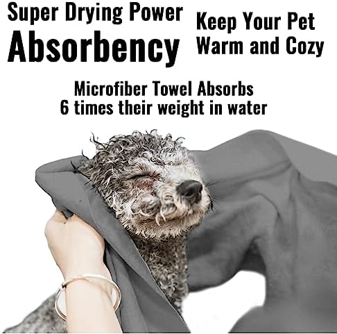 Puomue 3 Pack Microfiber Dog Towels for Drying Dogs, Super Absorbent and Soft Pet Grooming Towel, 40 Inch X 23.6 Inch, Perfect Dog Drying Towels for Large, Medium or Small Dogs, Grey - Image 4