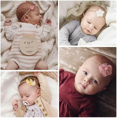 DRESHOW BQUBO Baby Girl Headbands with Flower Nylon Hairbands Handmade Hair Accessories for Newborn Infant Toddlers 10 Pack - Image 3