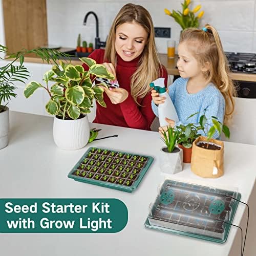 Seed Starter Tray with Grow Light, 2 Packs 80 Cells Seed Starting Kit Seedling Starter Trays with Grow Lights, Plant Germination Trays with Humidity Dome Plant Starter Kit - Image 5