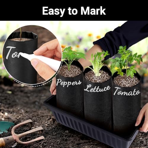 Fabric Grow Bags - 7x13.8 inches Breathable Black Seed Starter Plant Grow Bags for Seedling Pots, Nursery Pots for Plants, 50pcs - Image 6