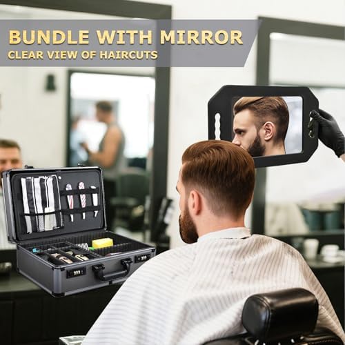 Yueieoun Professional Barber Case with Barber Clipper Tray Organizer, 6 Adjustable Clipper Slots & 8 Shear Holders, Portable Barber Carrying Case for Hair Tools & Supplies with Combo Locks - Image 2
