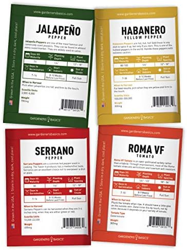 Gardeners Basics, Heirloom Hot Salsa Growing Seed Packets 8 Varieties Habanero, Jalapeno, Serrano Peppers, Roma, San Marzano Tomato, Cilantro, Green Onion, Tomatillo for Garden Non-GMO Heirloom - Image 6