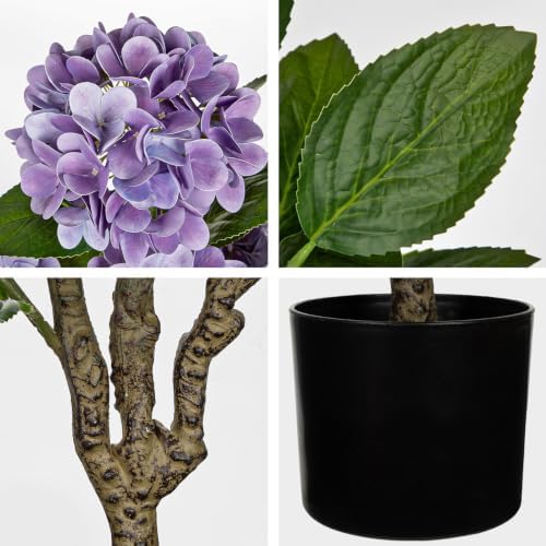 3FT Purple Hydrangea Artificial Flowers Tree 2 Pack Faux Hydrangea Potted - Image 7