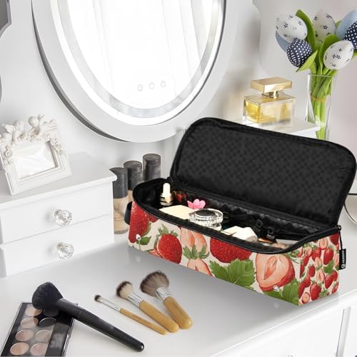 Hair Tools Travel Bag with Heat Resistant Mat 2-in-1 Hot Tools Travel Bag Organizer Flat Curling Iron Travel Case for Straightener Red Strawberries Leaves - Image 7