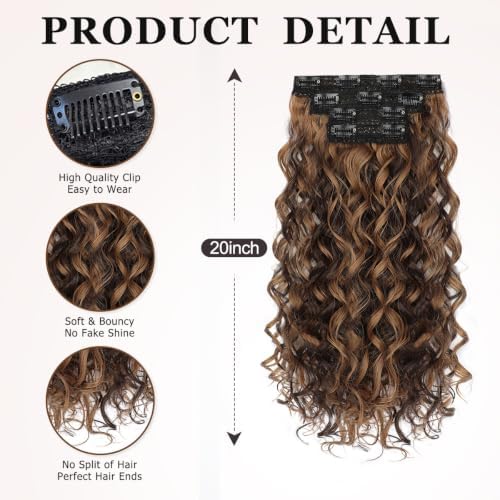 Vigorous Curly Clip In Hair Extensions,4PCS 20 inch Thick Curly Hair Extensions Lace Weft Clip Ins Invisible Natural Synthetic Hairpieces for Women,10H30A# - Image 6