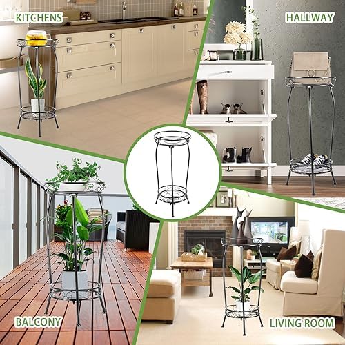 LOYAL TIGER Plant Stand Indoor Outdoor, 2 Pack, 2 Tier 27" Tall Metal Shelf - Image 4
