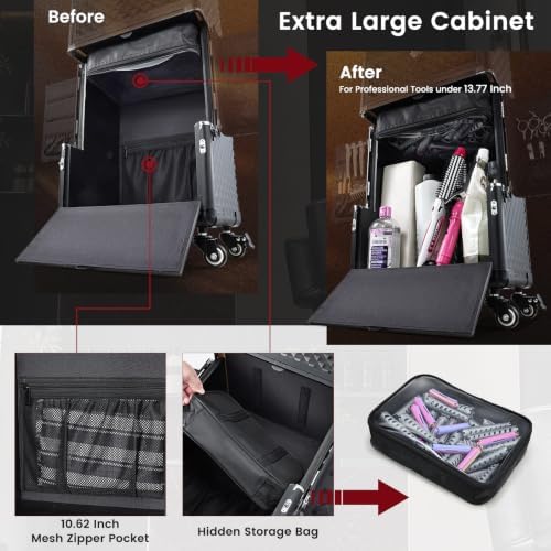 Costravio Rolling Makeup Case 5 in 1 Cosmetology Case on Wheels with Drawer - Image 5