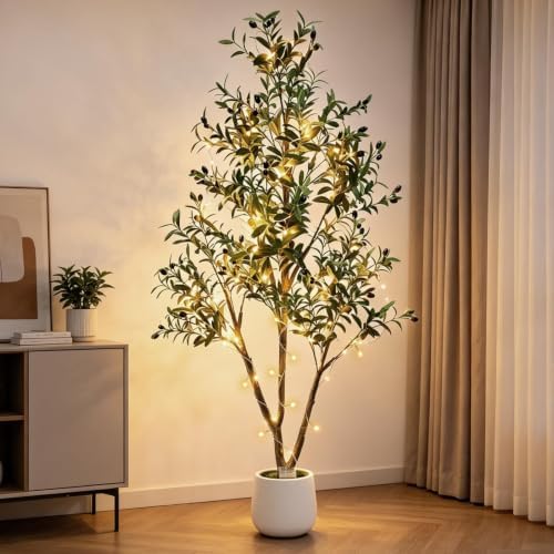 6FT Artificial Olive Tree with Lights & Planter, Realistic Faux Olive Plant - Image 6