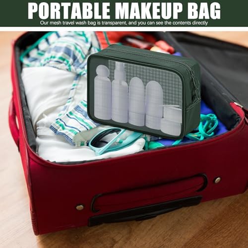 Weewooday 4Pcs Mesh Makeup Bag, Olive Green, Small, Large, Medium, Classic - Image 6