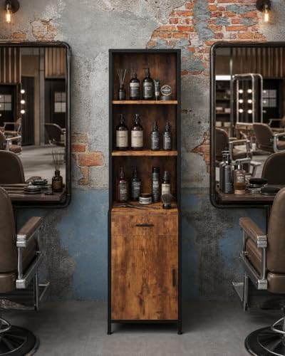 RESHABLE Salon Station with Cabinets and Storage,Rustic Brown - Image 2