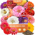 Zinnia Seeds for 2026 Planting, 5000+ Flowers Seeds, 7 Colors Mix by Fruivity
