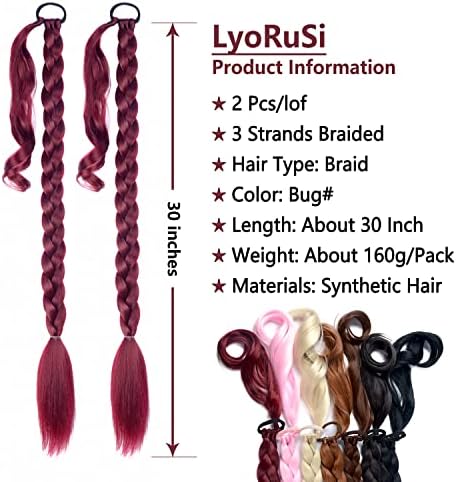 2 Pack Long DIY Braided Ponytail Extension Rave Hair Extensions for Women - Image 2
