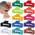 Sisiaipu 3.5 Inch Medium Hair Accessories: 12 Pcs Square Jaw Clips for Thick and Thin Hair - Rectangular Bulk Clips for Women and Girls - Dopamine by SisiaipuHairClawClips
